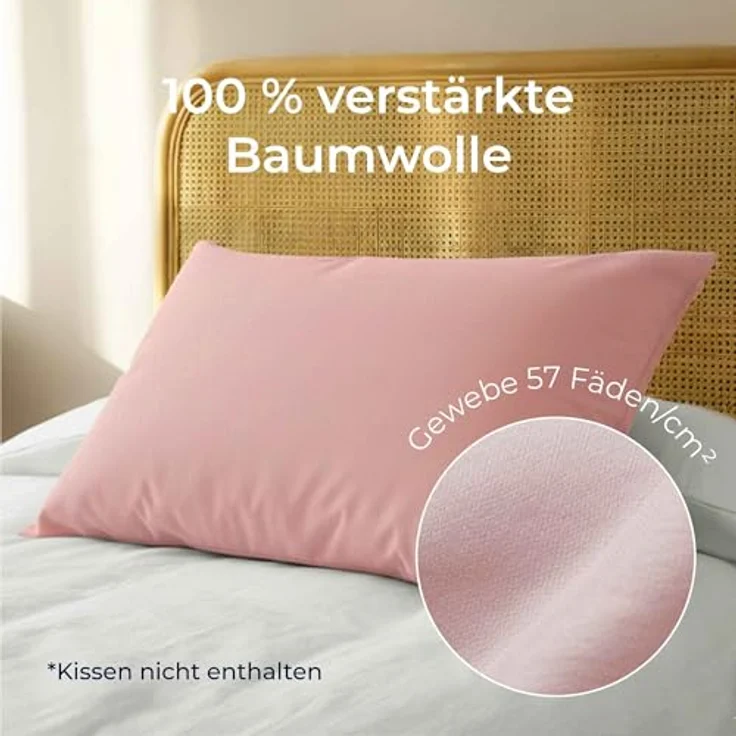 Dreamzie Kissenbezug 50x70 Renforcé Baumwolle (2er-Set) - Rosa - Dicht gewebt mit 57 Fäden/cm² - Kissenbezug 70x50 cm - Oeko Tex Zertifiziert – Bild 4