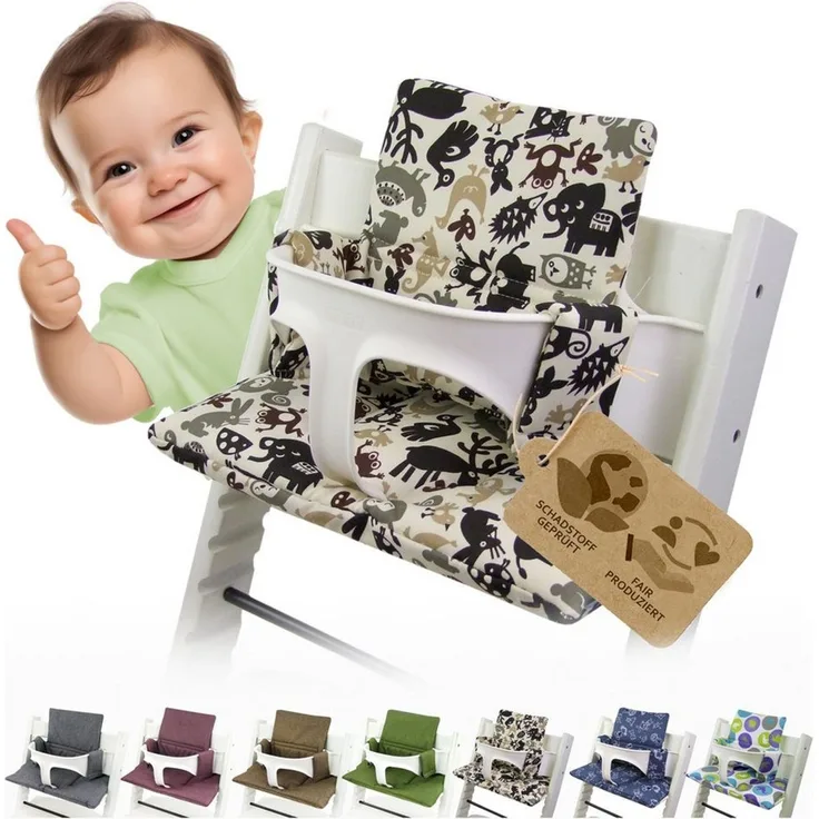 BAMBINIWELT Sitzkissen, kompatibel mit Stokke 'Tripp Trapp' Hochstuhl, Beige/Braun (Tiere)