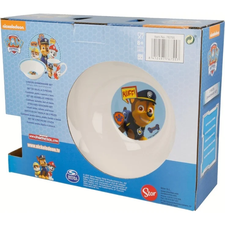 Paw Patrol Kinder Geschirr Set Keramik 3 teilig Teller Schüssel Becher in Geschenkbox – Bild 2
