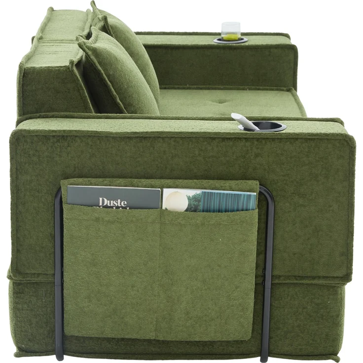 ZUBALIYA Schlafsofa 78x66 cm, mit Stauraum, mit Chenille - Bezug, mit breiten Armlehnen, modular aufgebaut, mit Schaumstoffpolsterung – Bild 18