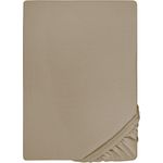 biberna Feinjersey-Spannbetttuch, 100 % Baumwolle, taupe, 1x 180x200 cm - 200x200 cm
