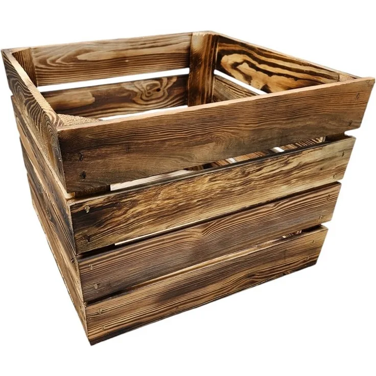 Teramico Holzkiste Holzkiste Obstkiste 40x30x40cm Geflammt, Aufbewahrungsbox