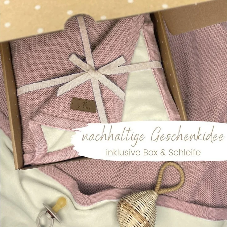 Babydecke Winterdecke Neugeborene Altrosa, Grau Baumwolle/Velours OEKO-TEX®, DIKOS, PREMIUM Baby Kinderwagendecke Winter, mit Bordüre, warm, kuschelweich – Bild 2