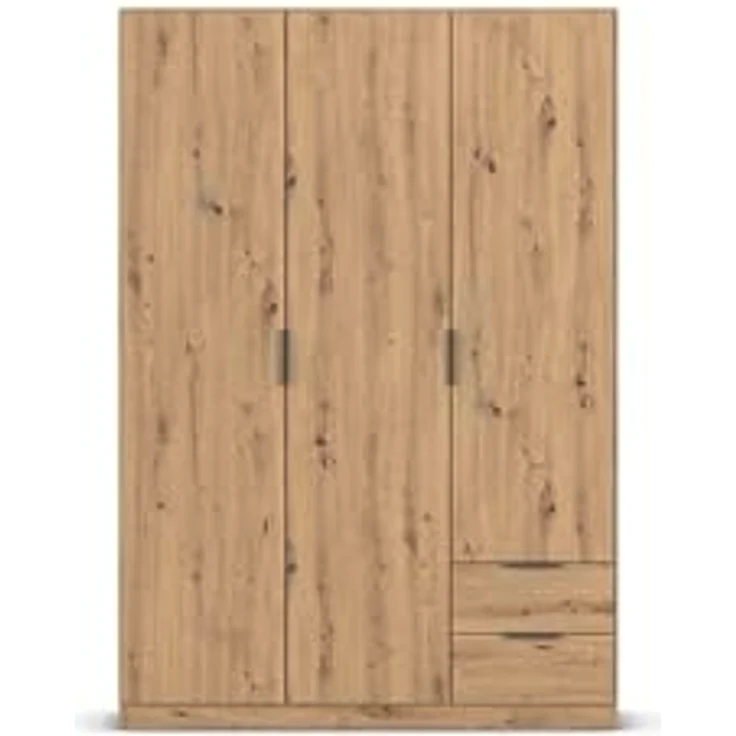 Rauch Möbel Lagoa, Kleiderschrank, Garderobe für Schlafzimmer, Kinderzimmer, Jugendzimmer 3-türig, 2 Schubladen, mit Zubehör Premium, Farbe Eiche Artisan, Holz, Breite 136 – Bild 10