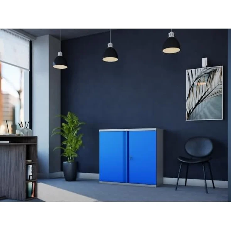 Phoenix Stahlschrank SCL0891GBK 2 Türen 1 Boden grau/blau Schlüssel – Bild 3