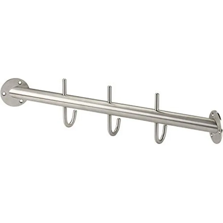 SO-TECH® Garderobenstange Eckgarderobe Antea 450 mm echt Edelstahl Ø 25 mm Flurgarderobe, mit 3 Haken Wandgarderobe Schrankgarderobe
