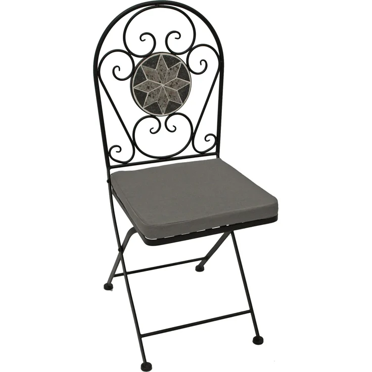 DEGAMO SIENA Balkonset 3-teilig, Metall + Mosaik, schwarz/grau, Tisch 90x45cm eckig – Bild 2