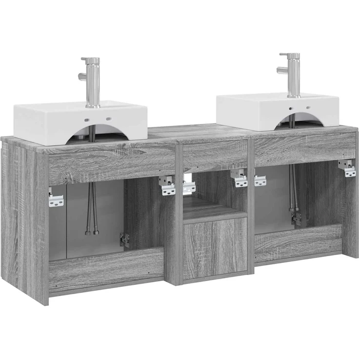 vidaXL Badezimmerschrank-Set 3 stk. Grau Sonoma 129 x 41 x 79,5 cm 3405653 – Bild 8