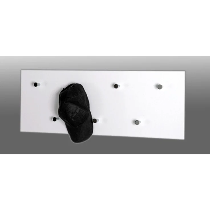 Haku Wandgarderobe mit 7 Haken, MDF weiß Hochglanz mit Garderobenknöpfen in Chrom-Optik, Hoch- und Querformat, 80x6x30 cm – Bild 4