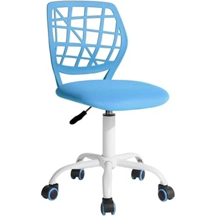 FurnitureR Esszimmer-Drehstühle, 1PC Küchenstuhl, gepolsterter Stuhl, Drehstuhl, bequemer Stuhl mit Rädern, Rückenlehne, armloser Stuhl für Esszimmer, Wohnzimmer, Blau