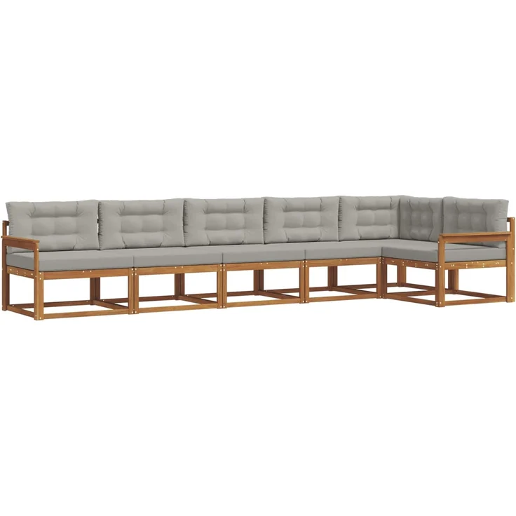 vidaXL Outdoor-Sofagarnitur 6 stk. 6-Sitzer Natur und Hellgrau 3367639 – Bild 2