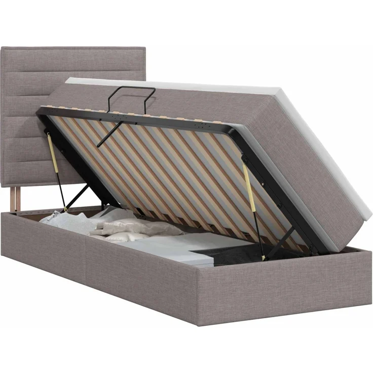 vidaXL Aufbewahrungsbett mit Matratze Taupe 100 x 200 cm Stoff 3459423 – Bild 2