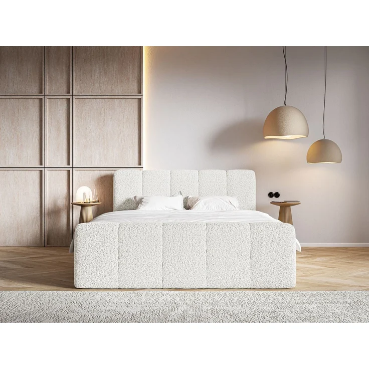 Selsey 'Cloudy II' Boxspringbett mit Bettkästen und Topper Bouclé Creme, 200x200 cm – Bild 2