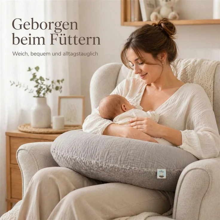 SEI Design Stillkissenbezüge Bezüg für Stillkissen Lagerungskissen Seitenschläferkissen 190x30 cm, Stillkissenbezug XXL Musselin Bio-Baumwolle + Taddyplüsch extra weich – Bild 4