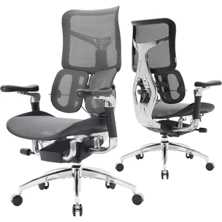 SIHOO Doro S300 Ergonomischer Bürostuhl, Computerstuhl, Gaming-Stuhl mit dualem dynamischem Lendenwirbelstützsystem, 6D-koordinierten Armlehnen, verstellbarem Rollstuhl (Schwarzem Samt-Mesh) – Bild 1
