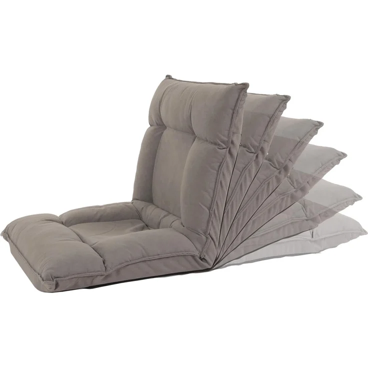 Bodensessel HWC-N44, Relaxsessel Bodenkissen Bodensofa Klappsessel 6 Relaxpositionen, stabiles Gestell Samt ~ dunkelgrau – Bild 8