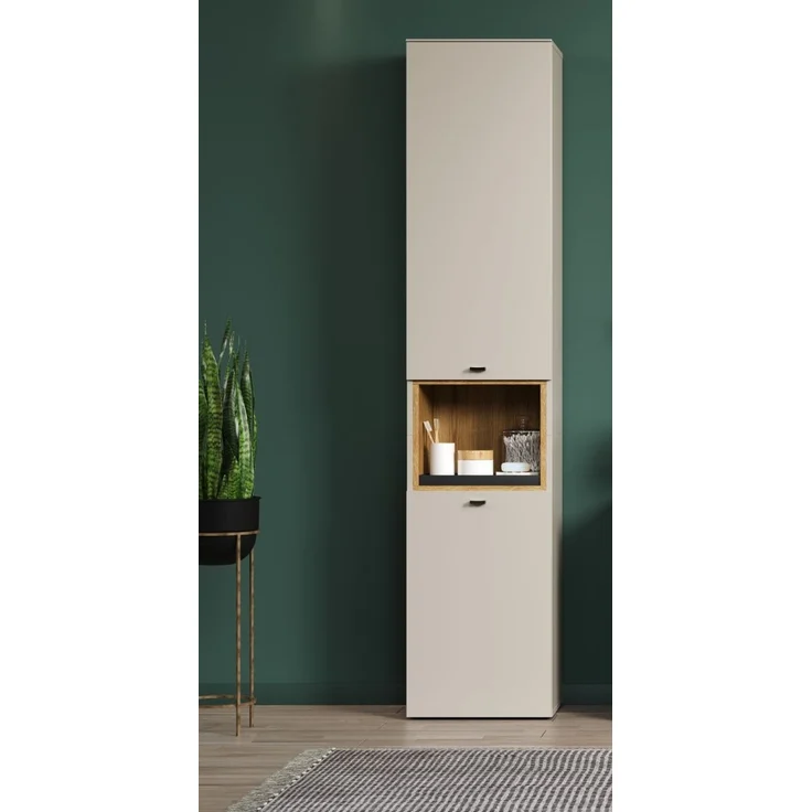 Badezimmer Hochschrank Sao Paulo in Sand und Eiche 40 x 186 cm – Bild 5