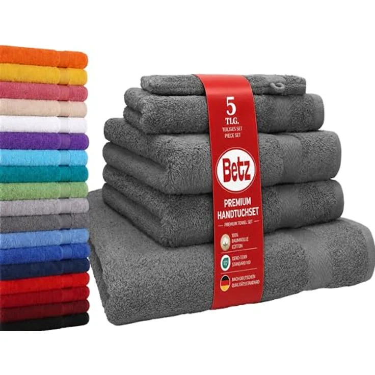 Betz Handtuch Set 5-TLG. Premium 1 Duschtuch 2 Handtücher 1 Gästetuch 1 Waschhandschuh, 100% Baumwolle – Bild 2