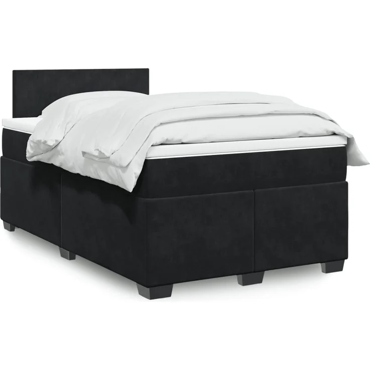 vidaXL Boxspringbett mit Matratze Schwarz 120x200 cm Samt 3288578 – Bild 1