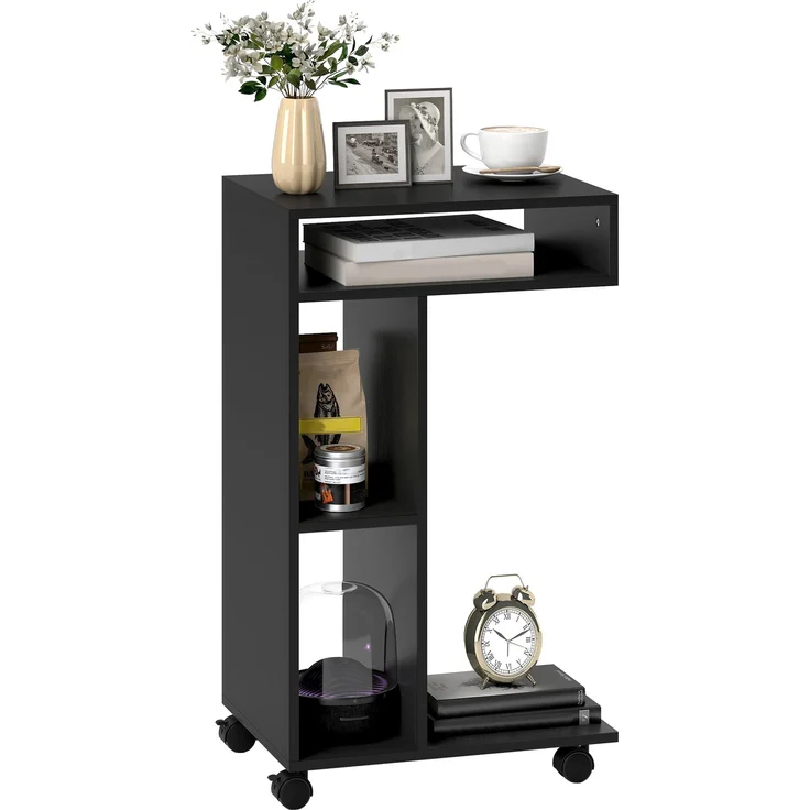 HOMCOM Beistelltisch, Spanplatte, Schwarz, 40L x 30B x 69H cm – Bild 1