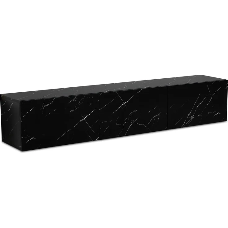 FINEBUY Lowboard FB58628 (Marmor-Optik Schwarz 120x30x30 cm mit zwei Türen), TV-Kommode Hoch, TV-Schrank Modern, Fernsehtisch – Bild 6