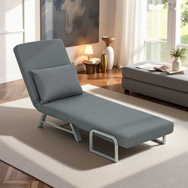 MELAYR, Schlafsessel, Polstersessel, zum Gästebett umwandelbar, ergonomisch, Dunkelgrau, 78 x 73 x 81 cm – Bild 4