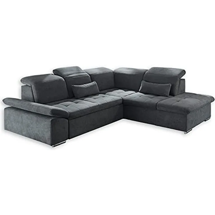 Ecksofa Couch WAYNE Sofa Schlafcouch Bettsofa Sofabett anthrazit L-Form rechts