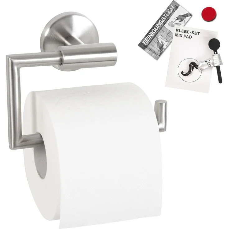 Bad-Serie PIAZZA - Toilettenpapierhalter inkl. Klebeset, aus Edelstahl matt – Bild 1