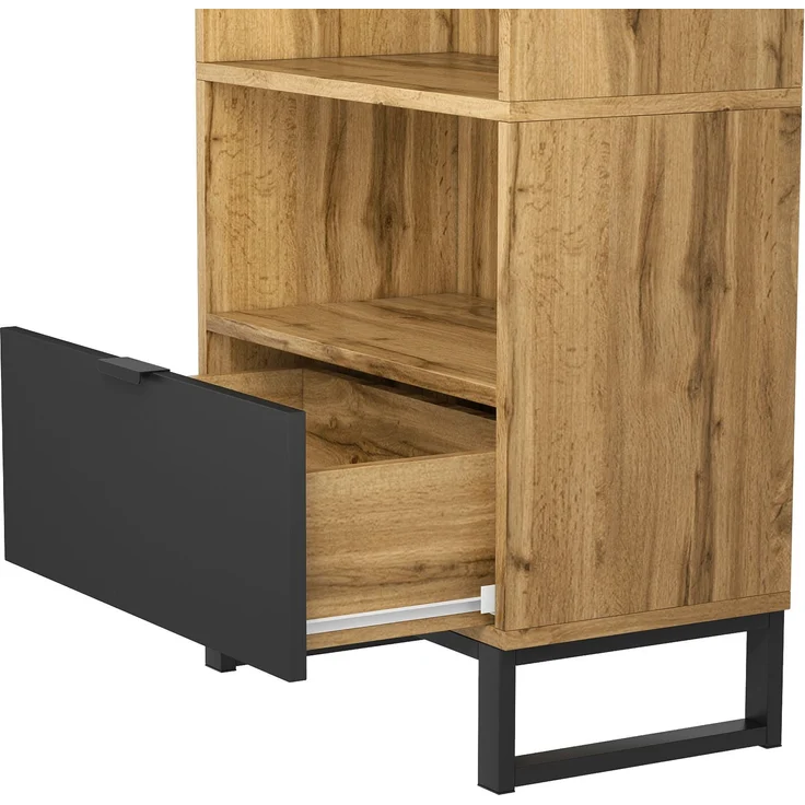 Garderobenschrank-1St, 1 Schubkästen, Ein Fach mit verstellbaren Einlegeböden,mit Kleiderstange--Natürlich--180x38x65cm--YOUDENOVA – Bild 10