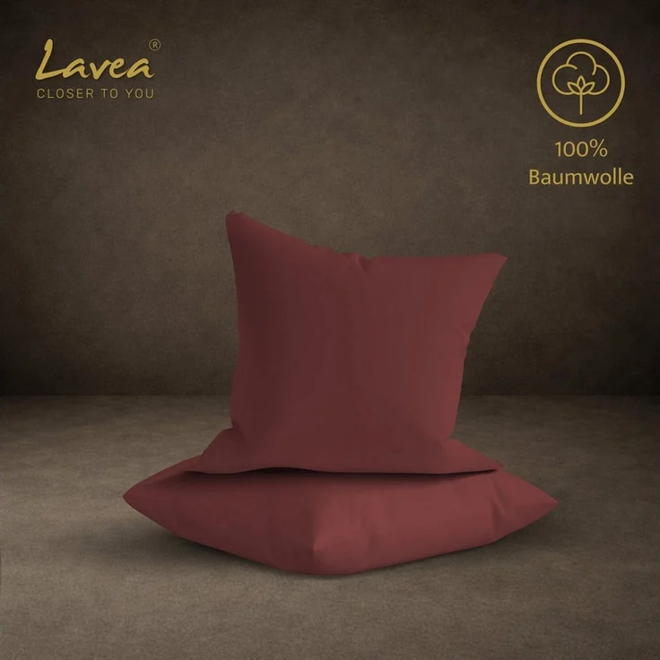 Lavea Kissenbezug 2er Set 100% Baumwolle flauschig, Jasmin, Kissenhülle, Kissenbezüge, (2 Stück), pflegeleicht, langlebige Qualität, mit Reißverschluss – Bild 2