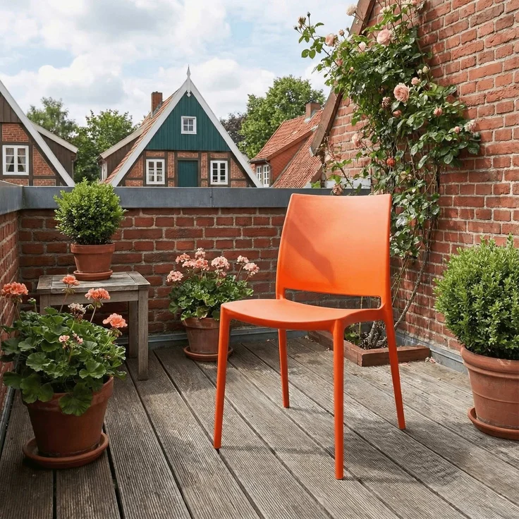 CLP Gartenstuhl Meton mit Lehne stapelbar wetterfest UV-beständig bis 150 kg,orange – Bild 3