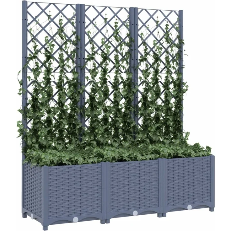 vidaXL Pflanzkübel mit Spalier Blaugrau 120x40x136 cm PP 318253 – Bild 3