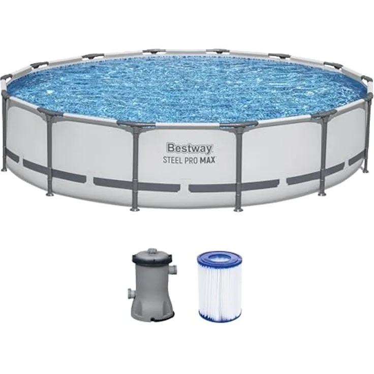 Steel Pro MAX™ Frame Pool Set mit Filterpumpe Ø 427 x 84 cm, lichtgrau, rund