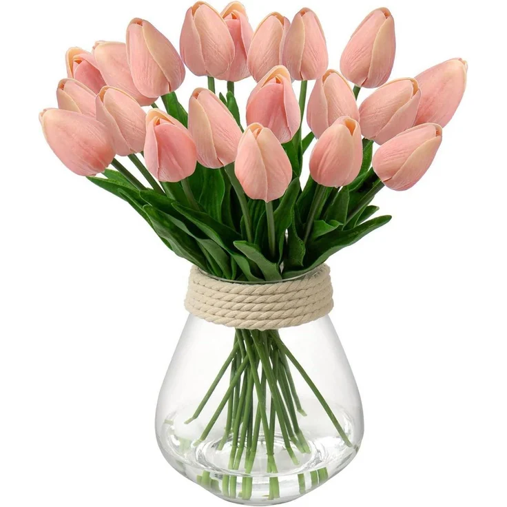 20 Stück Künstliche Tulpen Blumenstrauß Latex Real-Touch Dekoration – Bild 1