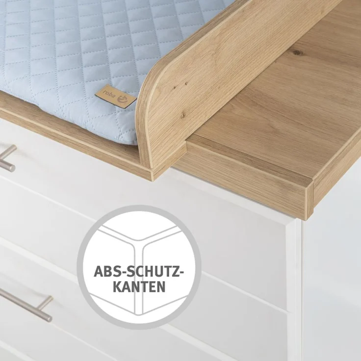 roba Kinderzimmerset 'Nele' 3-teilig - Bett 70 x 140 - Wickelkommode - Kleiderschrank 3-türig - Weiß – Bild 6