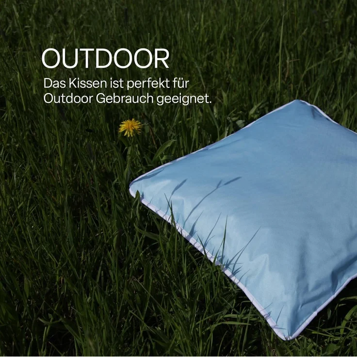 Outdoor Kissen mit Paspel ( 45 x 45 cm ) Dekokissen Garten - Reißverschluss - Schmutz- und Wasserabweisend - abnehmbarer Kissenbezug Türkis 6er-Pack – Bild 5