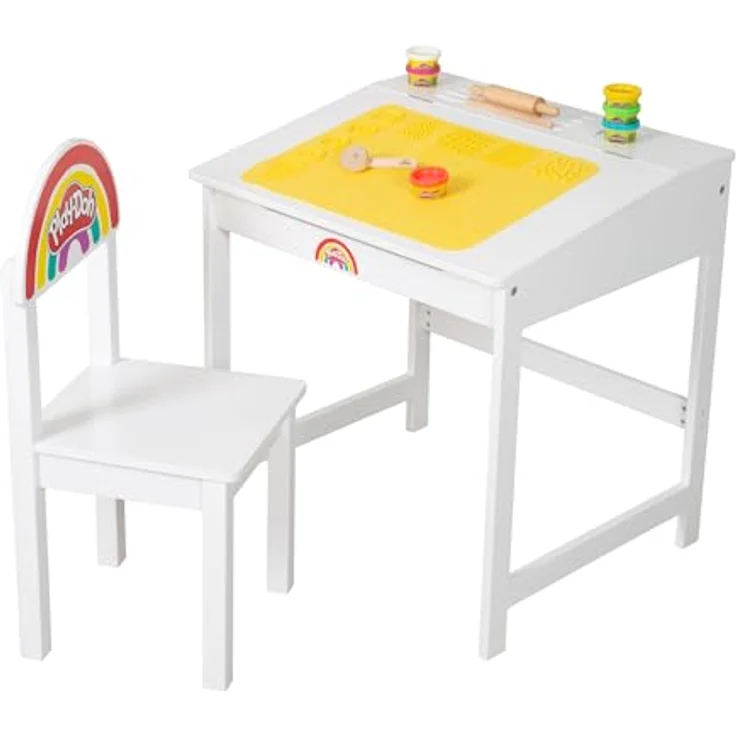 roba x Play-Doh Schulpult - FSC-Holzwerkzeuge, 3D-Kreativmatte, 6 Knetdosen, Schürze & Stuhl - Kreatives Mal-, Bastel- und Spielpult - Für Kinder ab ab 3 Jahren – Bild 13