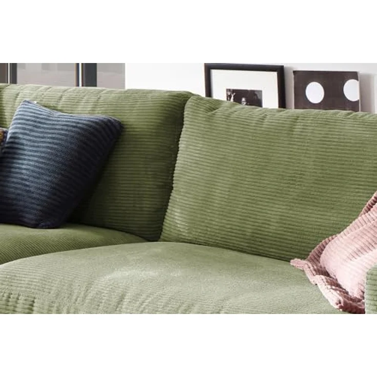 Kawola 3-Sitzer Sofa Madeline, Grün, Textil, Komfortschaum, 290x85x127 cm, zeitloser Cord-Stoff – Bild 7
