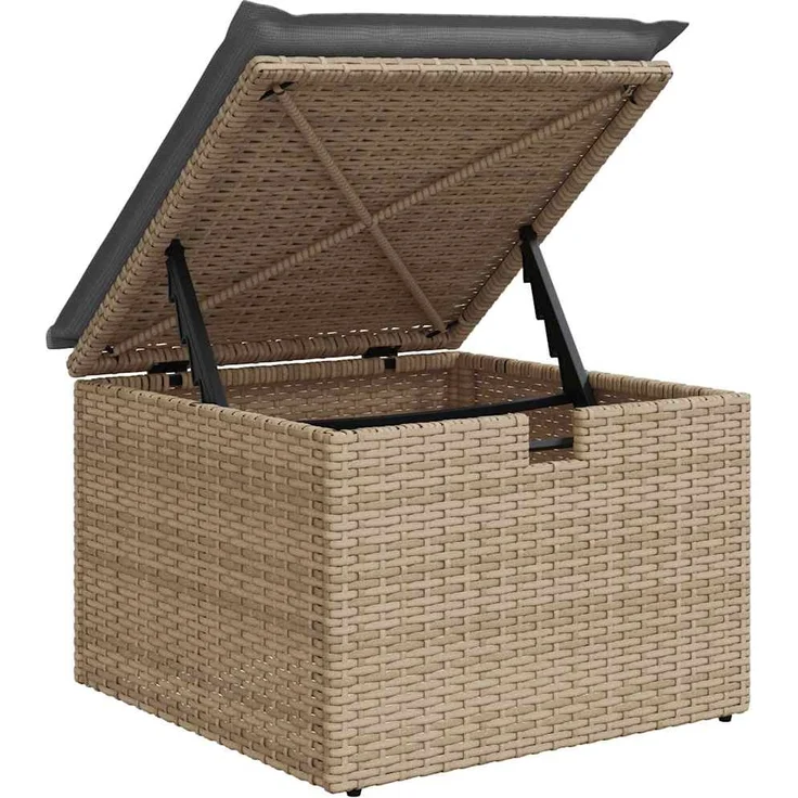 vidaXL 9-tlg. Garten-Sofagarnitur mit Kissen Beige Poly Rattan Akazie 3328102 – Bild 10