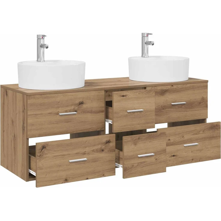 vidaXL Badezimmerschrank-Set 3 stk. Artisan-Eiche 129 x 44,5 x 82 cm 3405890 – Bild 3