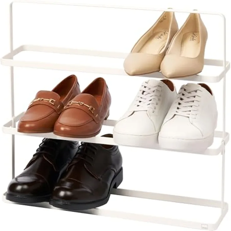 Yamazaki 2480 TOWER Schuhregal L, weiß, Stahl, kompakt für bis zu 9 Paar Schuhe, 50 x 14 x 45,5 cm (LxBxH)