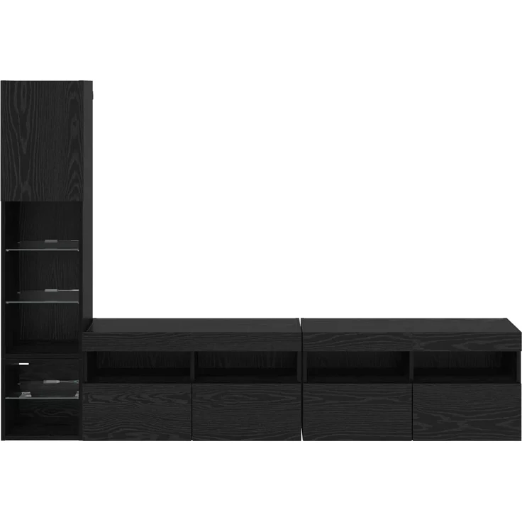 vidaXL TV-Wandmöbel mit LED 4 pcs Schwarz Eichen-Optik Holzwerkstoff 3402967 – Bild 9