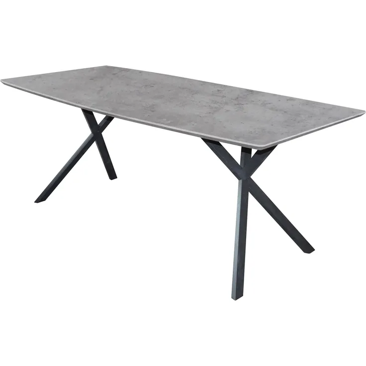 Esstisch Tener MDF in Betonoptik, Industrial Design, Grau, für 6–8 Personen, 190x90 cm