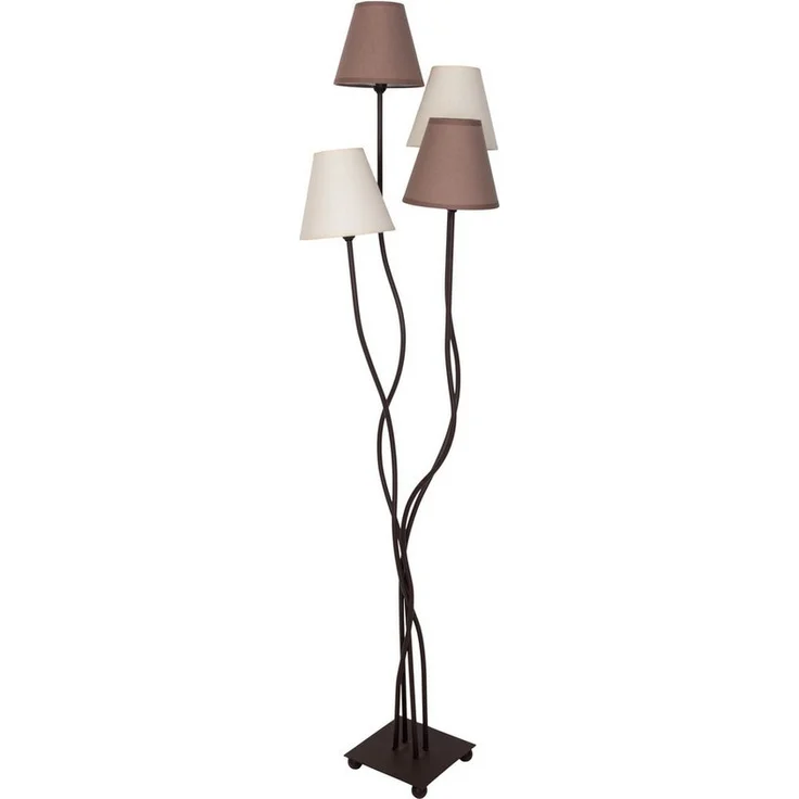 näve Stehlampe Boho, ohne Leuchtmittel, 4flg, E14, Textilschirme 2x beige, 2x braun, inkl. Fußschalter – Bild 3