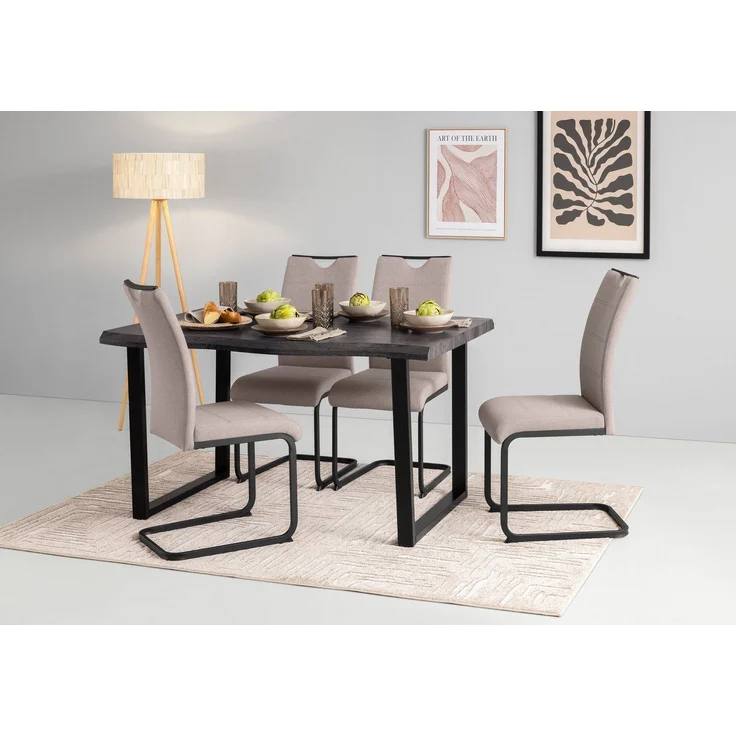 HELA Essgruppe GISELLE Esszimmer, Essgruppe, Sitzgruppe TOPSELLER!, (Set, 5-tlg, 5er Set, Tisch plus 4 Stühle), Esstisch U-Gestell Metall, Tischplatte mit Baumkante, OTTOs Choice – Bild 1