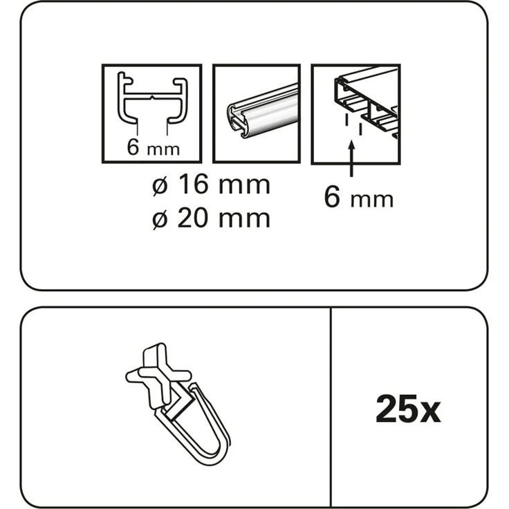 Gardinia X-Gelenkgleiter für Vorhänge und Gardinen schwarz 25-er Pack – Bild 2