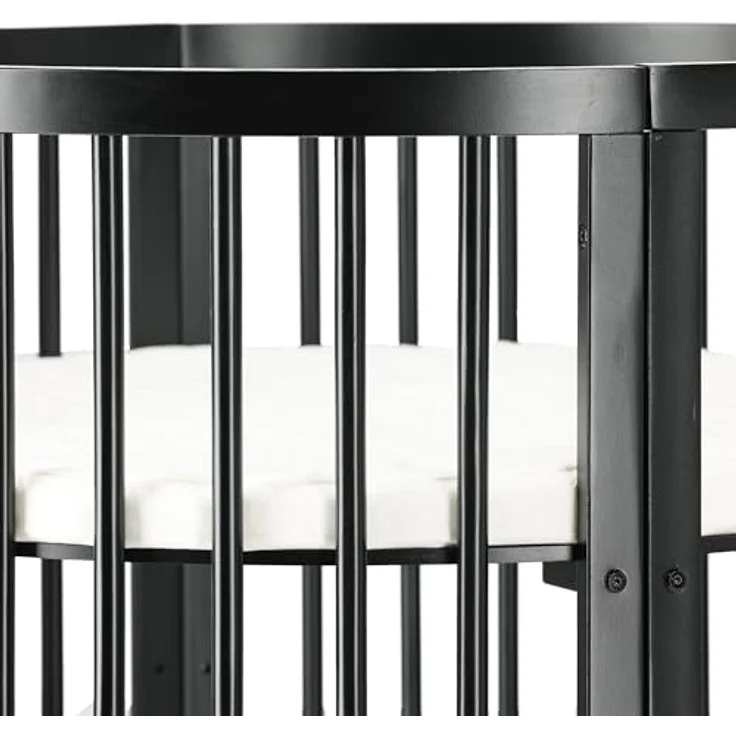 Deryan Willow Spielbox rund – Holz Laufstall für Babys – Inkl. Matratze – Schwarze Baby Playpen – Sicherer Indoor Spielplatz aus Holz - Schwarz – Bild 7