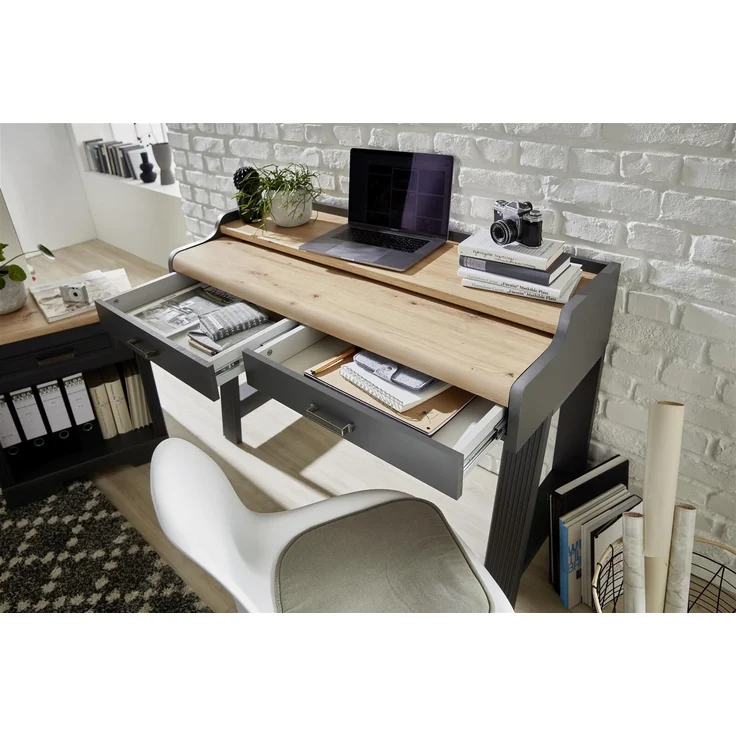Sekretär >Jasmin< in Graphit - 120x84x53cm (BxHxT) – Bild 2