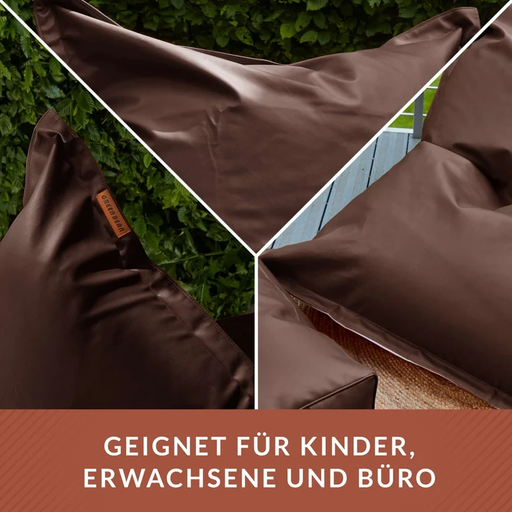 Green Bean® XXL Riesen-Sitzsack aus Kunstleder mit EPS Perlen Füllung - 140 x 180 cm 380 Liter - Bean Bag - - Dunkelbraun – Bild 3