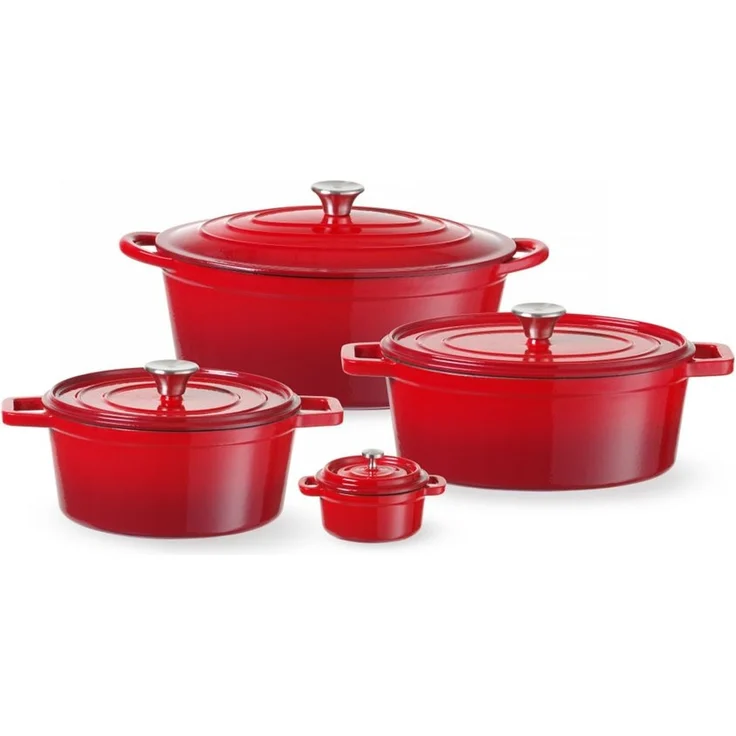 HENDI Emaillierter Gusseisentopf, 6,88L, Rot, 405x255x(H)134mm – Bild 2